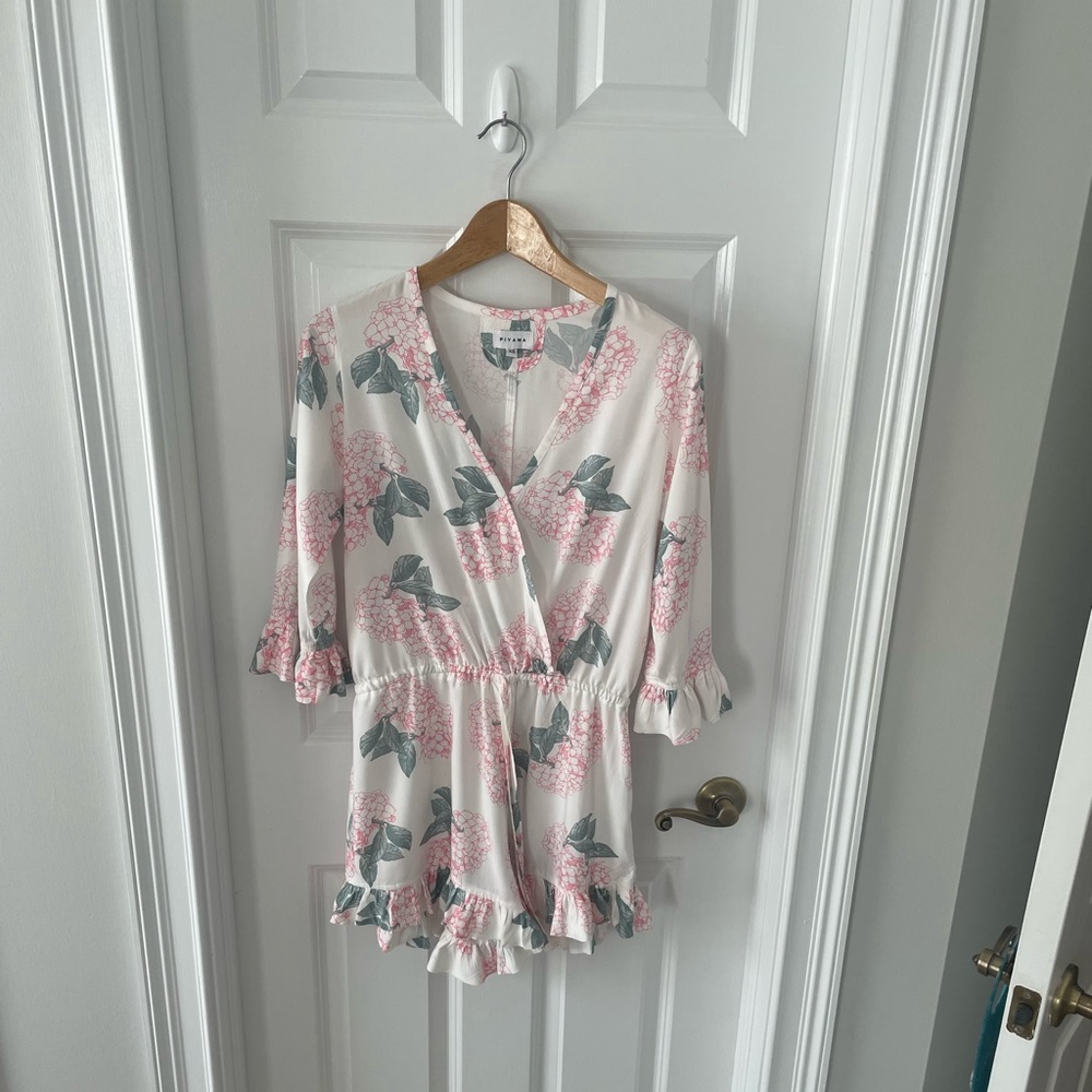 Piyama Floral Print White Night Dress Women’s XS